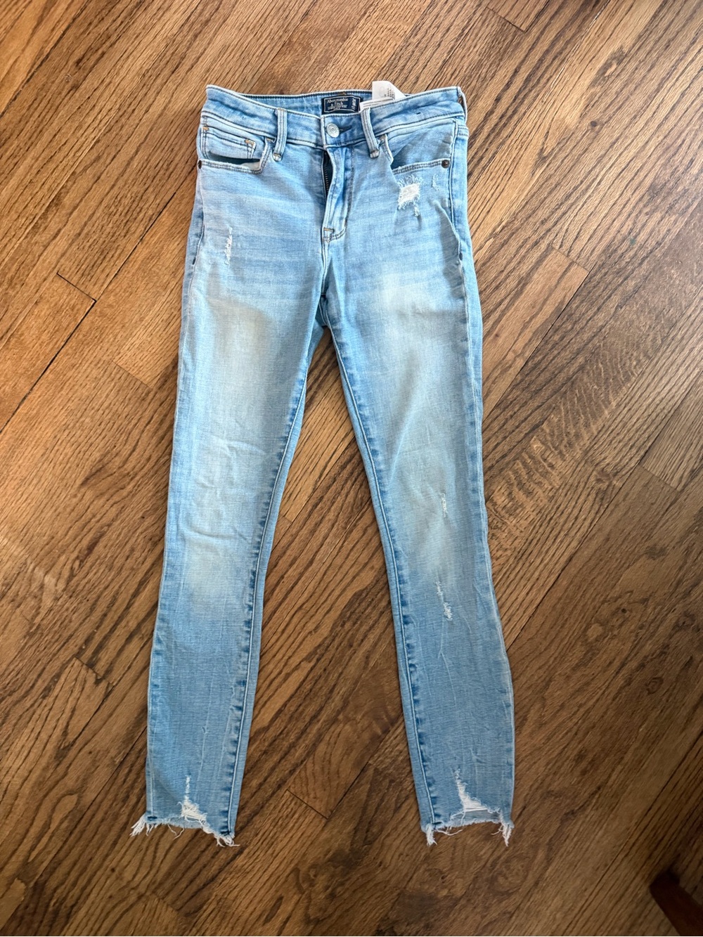 Abercrombie & Fitch Light Blue Distressed Skinny Jeans